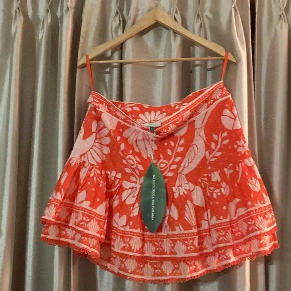 Women's FARM Rio Set Orange Neon Jungle Mini Bohemian Skirt | L /  Top | M - Picture 6 of 15